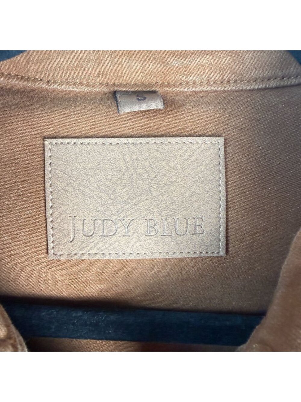 Judy Blue Garment Dyed Grinding Cropped Denim Jacket Camel Sz Small - Picture 6 of 14